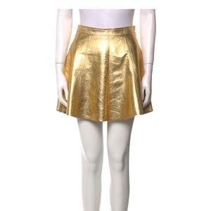 Loveshackfancy gold miniskirt